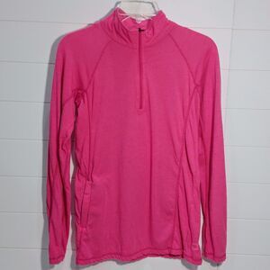 SCOTTeVEST Women's Medium Susie Qzip 1/4 Zip Pullover Pink Hidden Pocket Travel